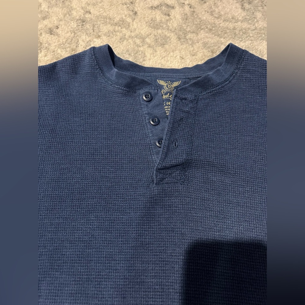 Waffle Knit Men’s Blue Henley Faded Glory Large - Picture 4 of 9